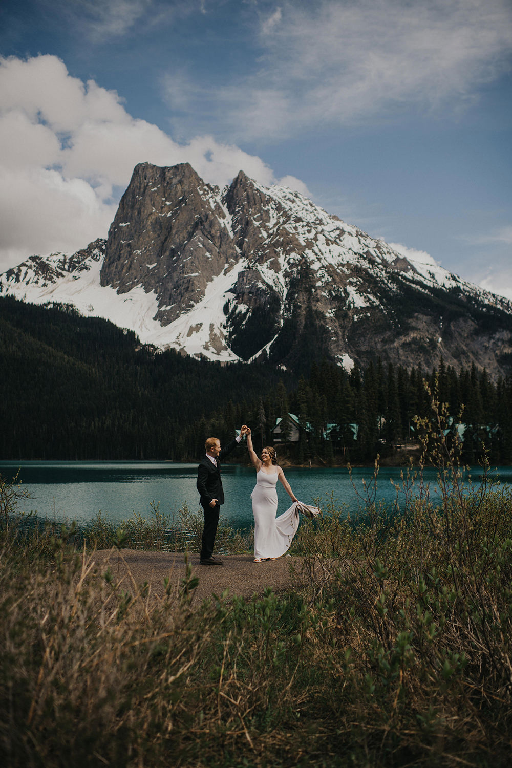 Dancing newlyweds at Emerald Lake Lodge