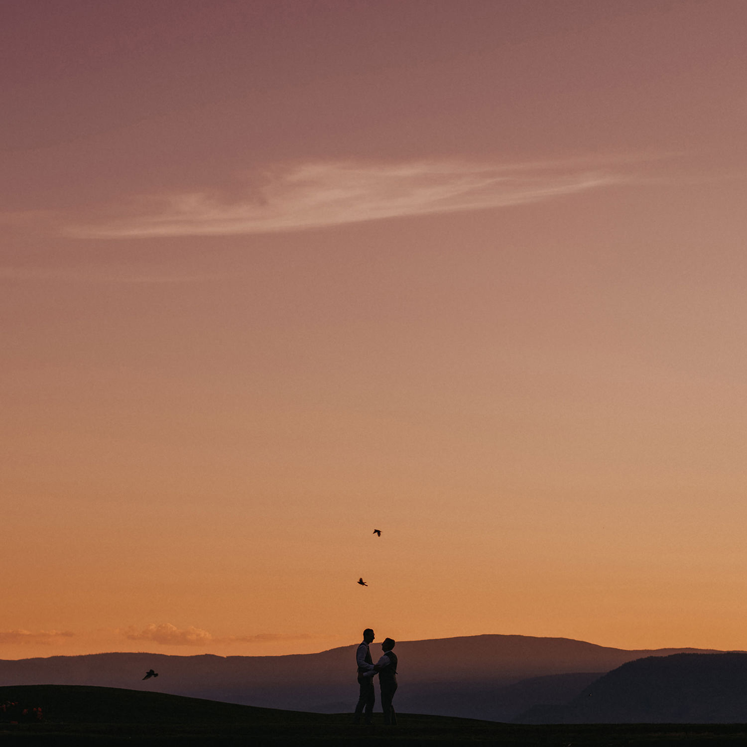 Sunset silhouette during a wedding at The Harvest Golf Club