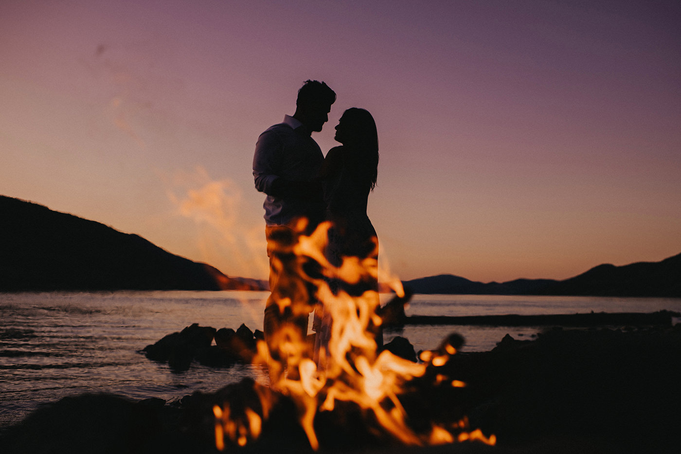 Lakeside Campfire Engagement