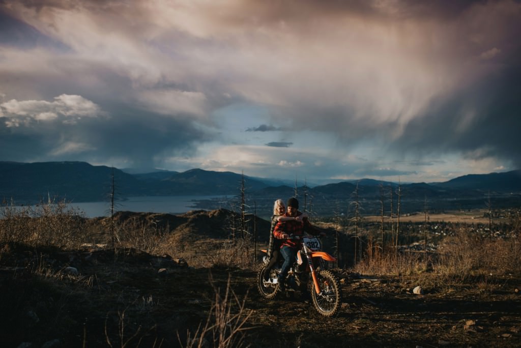 dirt bike engagement session in the mountains