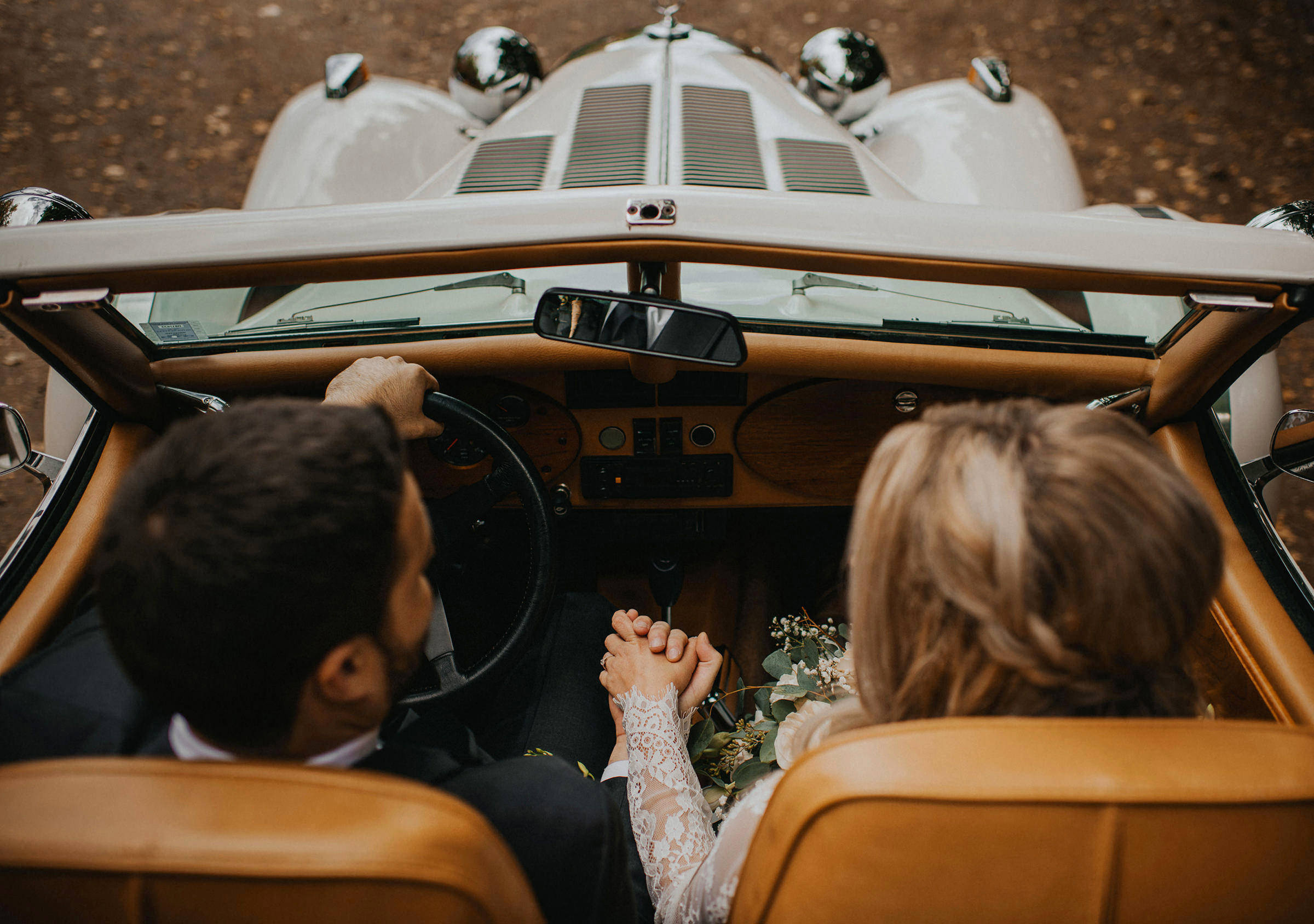 Kelowna Wedding couple in their classic car